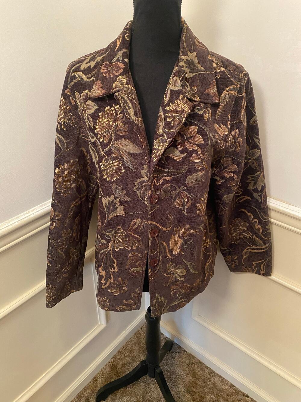 Vintage Robyne Faune Floral Tapestry Structured Jacket Cottagecore Boho Chic